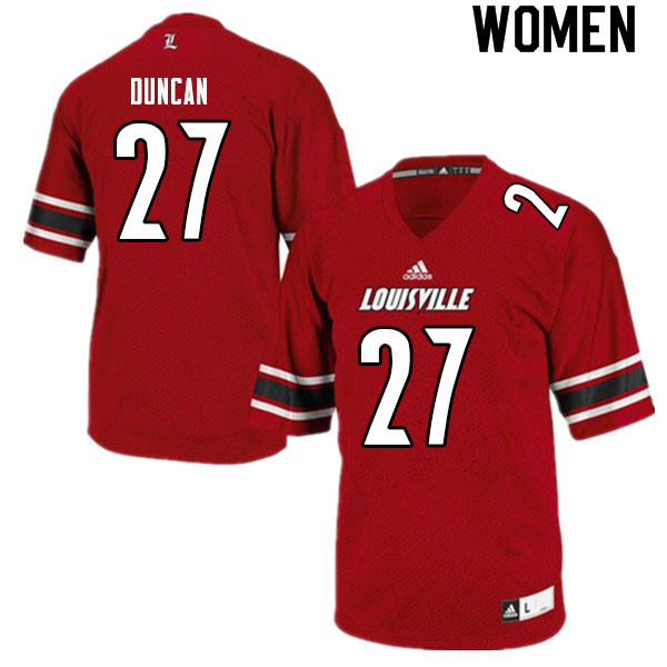 Women #27 Kenderick Duncan Louisville Cardinals College Football Jerseys Sale-Red